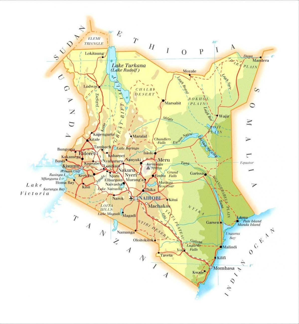 Kenya füüsikalised omadused kaart