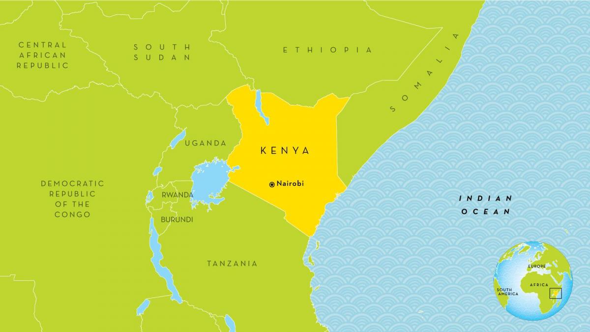 kaart Kenya ja ümberkaudsed riigid
