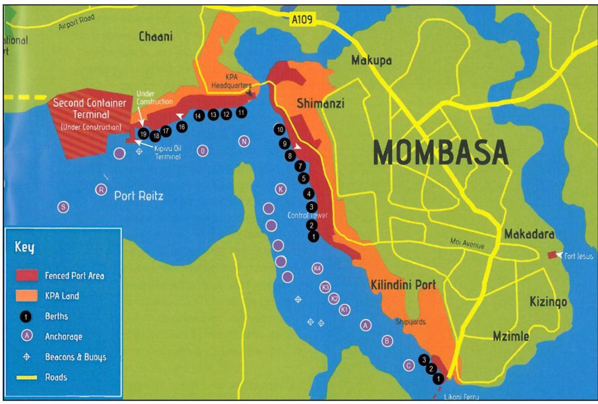 kaart mombasa Kenya