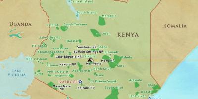 Kaart Keenia rahvusparkides ja reservid