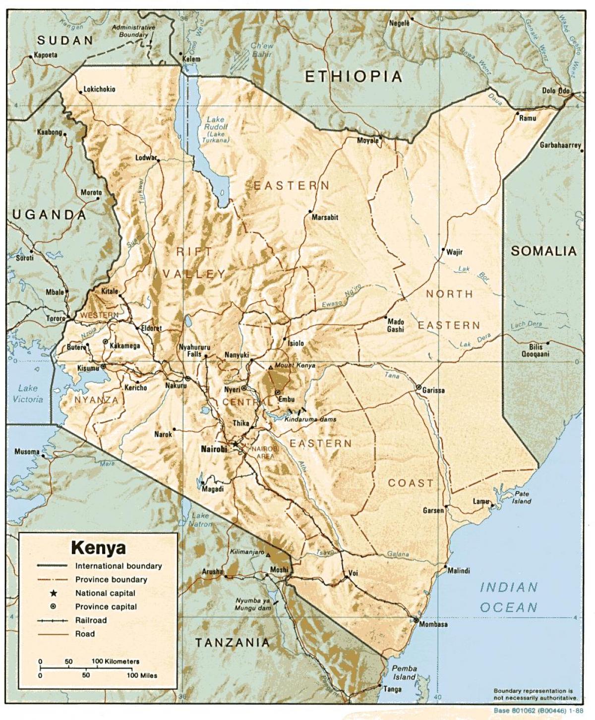 kaart Kenya, mis näitab suuremate linnade