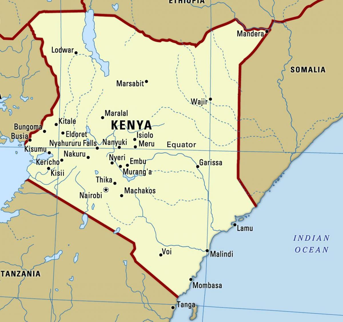 kaart Kenya linnad