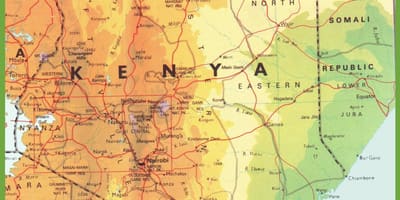 Kaart Kenya, mis näitab linnad