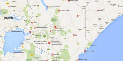 Kaart Kenya lennujaamad