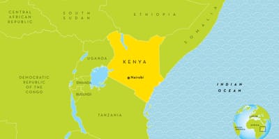 Kaart Kenya ja ümberkaudsed riigid