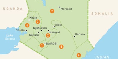 Kaart Kenya piirkonnad