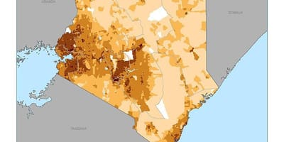 Kenya rahvastiku tiheduse kaart